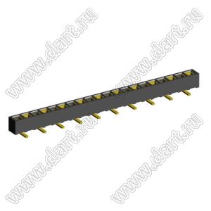 2200SA-20G-SM3-B2 розетка прямая однорядная (гнездо) для поверхностного (SMD) монтажа на плату; P=1,27мм; 20-конт.