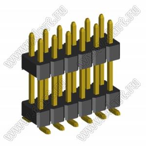 2199SBDI-12G-SM-3580 (PLLHD1.27-12S) вилка штыревая открытая прямая двухрядная с двойным изолятором на плату для поверхностного (SMD) монтажа, шаг 1,27x1,27 мм, 2x6 конт.