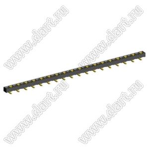 2200SA-36G-SM2-B2 розетка прямая однорядная (гнездо) для поверхностного (SMD) монтажа на плату; P=1,27мм; 36-конт.