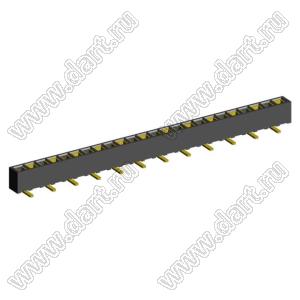 2200SA-24G-SM1-B2 розетка прямая однорядная (гнездо) для поверхностного (SMD) монтажа на плату; P=1,27мм; 24-конт.