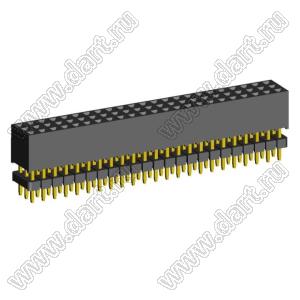 2203SDI-069G-935 розетка прямая трехрядная с двойным изолятором (гнездо) на плату для монтажа в отверстия, шаг 2,00 x 2,00 мм А=3,8мм, В=9,35мм, 3х23 конт.