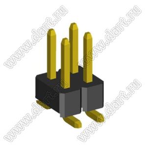 2208SM-04G (PLD2-2x2SMD, Molex 87759-0414) вилка SMD прямая двухрядная, шаг 2,0 мм, 2х2конт.; P=2.00x2.00; 4-конт.