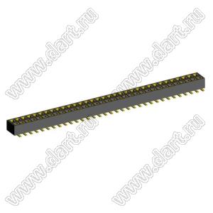 2200TB-66GG-SM-23 розетка прямая двухрядная (гнездо) для поверхностного (SMD) монтажа на плату с обратным входом, шаг 1,27x1,27мм, h=2,3мм; 2x33конт.