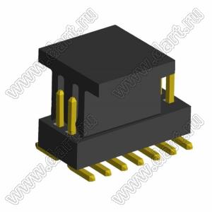 2191SM-014G-1918-CP (2x7) вилка открытая прямая двухрядная на плату для поверхностногоG (SMD) монтажа с захватом, шаг 1,0x1,0мм, 2x7конт.