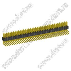 2199R15-076G-301523 вилка штыревая открытая угловая двухрядная на плату для монтажа в отверстия; шаг 1,27 x 1,27 мм; (2x38) конт.