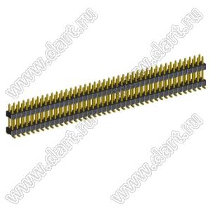 2199SBDI-82G-SM-3580 (PLLHD1.27-82S) вилка штыревая открытая прямая двухрядная с двойным изолятором на плату для поверхностного (SMD) монтажа, шаг 1,27x1,27 мм, 2x41 конт.