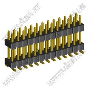 2199SBDI-26G-SM-3580 (PLLHD1.27-26S) вилка штыревая открытая прямая двухрядная с двойным изолятором на плату для поверхностного (SMD) монтажа, шаг 1,27x1,27 мм, 2x13 конт.