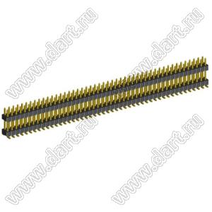 2199SBDI-94G-SM-3580 (PLLHD1.27-94S) вилка штыревая открытая прямая двухрядная с двойным изолятором на плату для поверхностного (SMD) монтажа, шаг 1,27x1,27 мм, 2x47 конт.