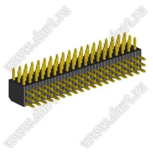 2203R-057G-2828 вилка открытая угловая трехрядная на плату с увеличенным изолятором для монтажа в отверстия; шаг 2,00 x 2,00 мм; (3x19) конт.