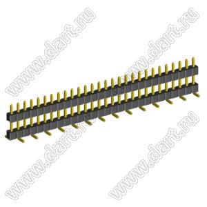 2210SMDI-28G-B2-2575 вилка открытая прямая однорядная приподнятая на плату для поверхностного (SMD) монтажа; шаг 2,00 x 2,00 мм; (1x28) конт.