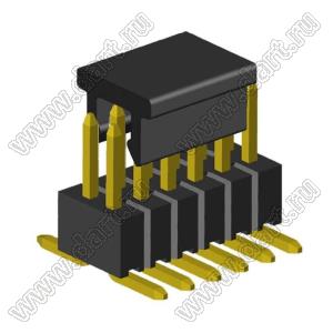 2199SB-012G-SM-3025-CP вилка штыревая открытая прямая двухрядная на плату для поверхностного (SMD) монтажа с захватом; шаг 1,27 x 1,27 мм; (2x6) конт.
