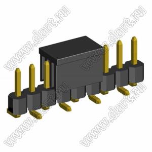 2210SM-09G-B2-CP вилка открытая прямая однорядная на плату для поверхностного (SMD) монтажа с захватом; шаг 2,00 x 2,00 мм; (1x9) конт.