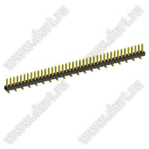 2199SA-40G-SM-B1-2825 (PLL1.27S-40) вилка штыревая открытая прямая однорядная на плату для поверхностного (SMD) монтажа левая, 1x40 конт.
