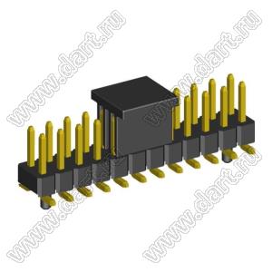 2208SM-24G-4027-CG вилка открытая прямая двухрядная с направляющими на плату для поверхностного (SMD) монтажа с захватом; шаг 2,00 x 2,00 мм; (2x12) конт.