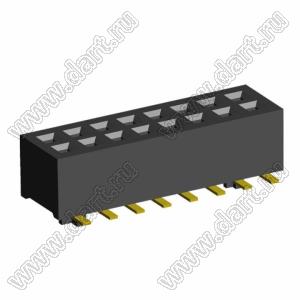 2192SM3-016G розетка двухрядная на плату для поверхностного (SMD) монтажа с направляющими; P=1,00 x 1,00мм; 16-конт.