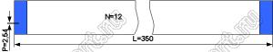 BLFPC P2,54 12PIN 350mm шлейф плоский, шаг 2,54мм 12 жил длина 350мм, контакты на одной поверхности