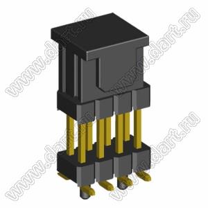 2208SMDI-08G-3090-CG вилка открытая прямая двухрядная приподнятая с направляющими на плату для поверхностного (SMD) монтажа с захватом; шаг 2,00 x 2,00 мм; (2x4) конт.