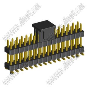 2208SMDI-32G-3090-CG вилка открытая прямая двухрядная приподнятая с направляющими на плату для поверхностного (SMD) монтажа с захватом; шаг 2,00 x 2,00 мм; (2x16) конт.