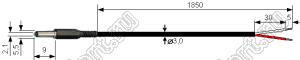 DC CABLE L=1850mm with plug 5,5x2,1x9,0 кабель питания с прямым DC штекером