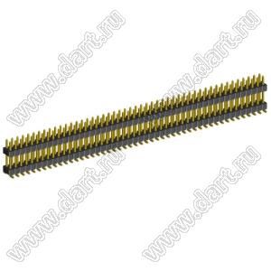 2199SBDI-96G-SM-3580 (PLLHD1.27-96S) вилка штыревая открытая прямая двухрядная с двойным изолятором на плату для поверхностного (SMD) монтажа, шаг 1,27x1,27 мм, 2x48 конт.