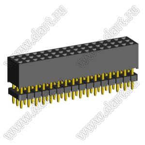2203SDI-048G-935 розетка прямая трехрядная с двойным изолятором (гнездо) на плату для монтажа в отверстия, шаг 2,00 x 2,00 мм А=3,8мм, В=9,35мм, 3х16 конт.