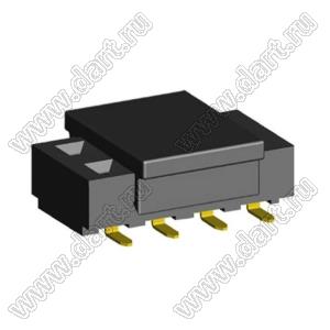 2200SB-08G-SM-23-PCP розетка прямая двухрядная (гнездо) на плату для поверхностного (SMD) монтажа с захватом, шаг 1,27x1,27мм, h=2,3мм; 2x4конт.