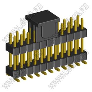 2208SMDI-22G-3090-CP вилка открытая прямая двухрядная приподнятая на плату для поверхностного (SMD) монтажа с захватом; шаг 2,00 x 2,00 мм; (2x11) конт.