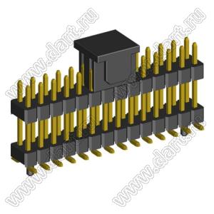 2208SMDI-28G-3090-CG вилка открытая прямая двухрядная приподнятая с направляющими на плату для поверхностного (SMD) монтажа с захватом; шаг 2,00 x 2,00 мм; (2x14) конт.