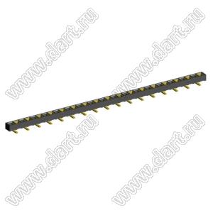 2200SA-34G-SM2-B2 розетка прямая однорядная (гнездо) для поверхностного (SMD) монтажа на плату; P=1,27мм; 34-конт.