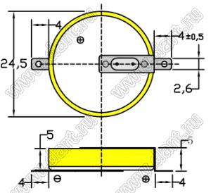 CR2430/1GF литиевый элемент питания 3V дисковый с 2 выводами для поверхностного монтажа