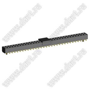 2200SB-62G-SM-36-PCG розетка прямая двухрядная (гнездо) на плату для поверхностного (SMD) монтажа с направляющими и захватом, шаг 1,27x1,27мм, h=3,6мм; 2x31конт.