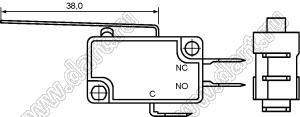 VM5-09N микропереключатель концевой с рычагом 38 мм