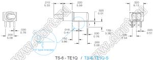 TS-43P (TS-6A-TE1Q)ON-OFF-ON переключатель рычажный угловой