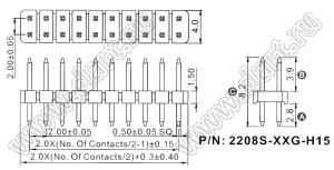 2208S-62G-H15 (PLD2-62) вилка прямая двухрядная, шаг 2,0 мм, 2х31 конт.