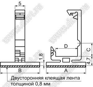 WLN-7(3M) зажим проводов на самоклеящейся площадке; нейлон-66 (94V-2); натуральный; 16,0x12,0мм