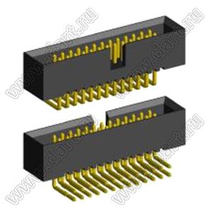 BL3230R-26G (BH1.27-26)  (2x13) вилка закрытая угловая на плату для монтажа в отверстия; шаг=1,27x1,27мм; 2x13-конт.