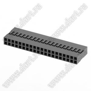 C8-2*20Y (2226B-40, BLD-2x20, BLD-40) корпус двухрядной розетки на кабель; шаг 2,54мм; полистирол, усиленный стекловолокном UL-94V-2; 40-конт.
