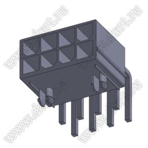 4200WR-F-2X04P (MF-2x04R, Mini-Fit Jr.™ MOLEX 39300080) вилка угловая двухрядная с направляющими в плату; шаг 4,2мм; 2x4-конт.