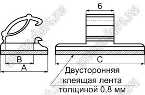 WCC-2(3M) зажим проводов на самоклеящейся площадке; 19,0x14,0мм; нейлон-66 (UL); черный