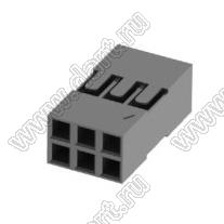 C8-2* 3Y (2226B-6, BLD-2x3, BLD-6) корпус двухрядной розетки на кабель; шаг 2,54мм; полистирол, усиленный стекловолокном UL-94V-2; 6-конт.