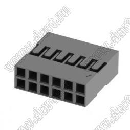 C8-2* 6Y (2226B-12, BLD-2x6, BLD-12) корпус двухрядной розетки на кабель; шаг 2,54мм; полистирол, усиленный стекловолокном UL-94V-2; 12-конт.