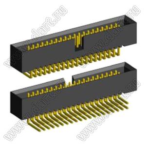 BL3230R-40G (BH1.27-40)  (2x20) вилка закрытая угловая на плату для монтажа в отверстия; шаг=1,27x1,27мм; 2x20-конт.