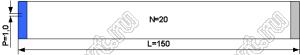 BLFPC P1,0 20PIN 150mm REV шлейф плоский, шаг 1,0мм 20 жил длина 150мм, контакты на разных поверхностях