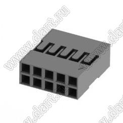 C8-2* 5Y (2226B-10, BLD-2x5, BLD-10) корпус двухрядной розетки на кабель; шаг 2,54мм; полистирол, усиленный стекловолокном UL-94V-2; 10-конт.