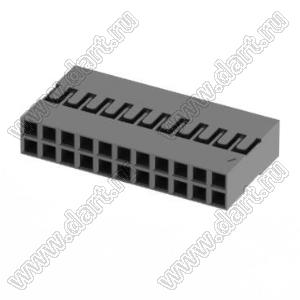 C8-2*11Y (2226B-22, BLD-2x11, BLD-22) корпус двухрядной розетки на кабель; шаг 2,54мм; полистирол, усиленный стекловолокном UL-94V-2; 22-конт.