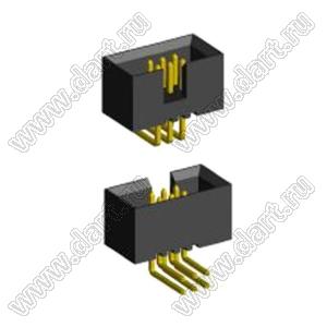 BL3230R-06G (BH1.27-06)  (2x3) вилка закрытая угловая на плату для монтажа в отверстия; шаг=1,27x1,27мм; 2x3-конт.