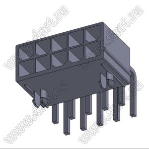 4200WR-F-2X05P (MF-2x05R, Mini-Fit Jr.™ MOLEX 39300100) вилка угловая двухрядная с направляющими в плату; шаг 4,2мм; 2x5-конт.