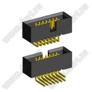 BL3230R-14G (BH1.27-14)  (2x7) вилка закрытая угловая на плату для монтажа в отверстия; шаг=1,27x1,27мм; 2x7-конт.