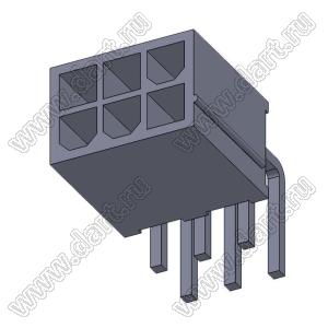 4200WR-2X03P (5569R-06-01, 4200WR-2X03P, MF-06MRA, MF-2x3 MRA Mini-Fit Jr.™ MOLEX 469911006) вилка на плату угловая двухрядная; шаг 4,2мм; 2x3-конт.