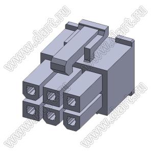 4200HF-2X03P-1 (5557-06, MF-2x03F, MF-06F, MF-6F, MF-2x3 F, Mini-Fit Jr.™ MOLEX 39012060) корпус двухрядной розетки на кабель; шаг 4,2мм; 2x3-конт.